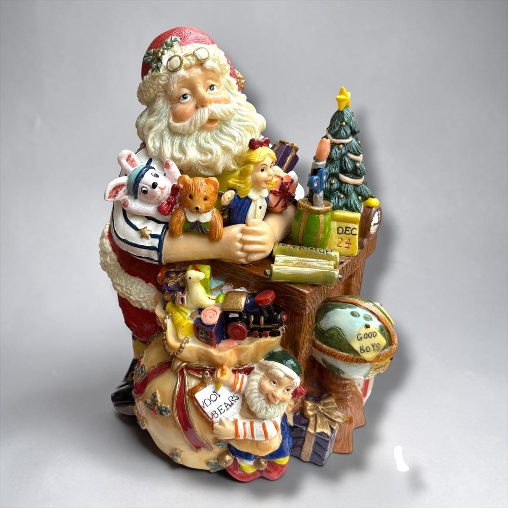 Vintage 2003 Fitz and Floyd Toyland Musical Santa‎ Claus Workshop Figurine Decor